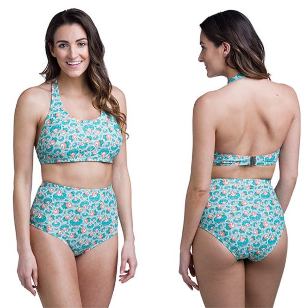 thinkgeek CORGIS! cute plus size pin-up bikini sz 2x highwaisted + 3x halter